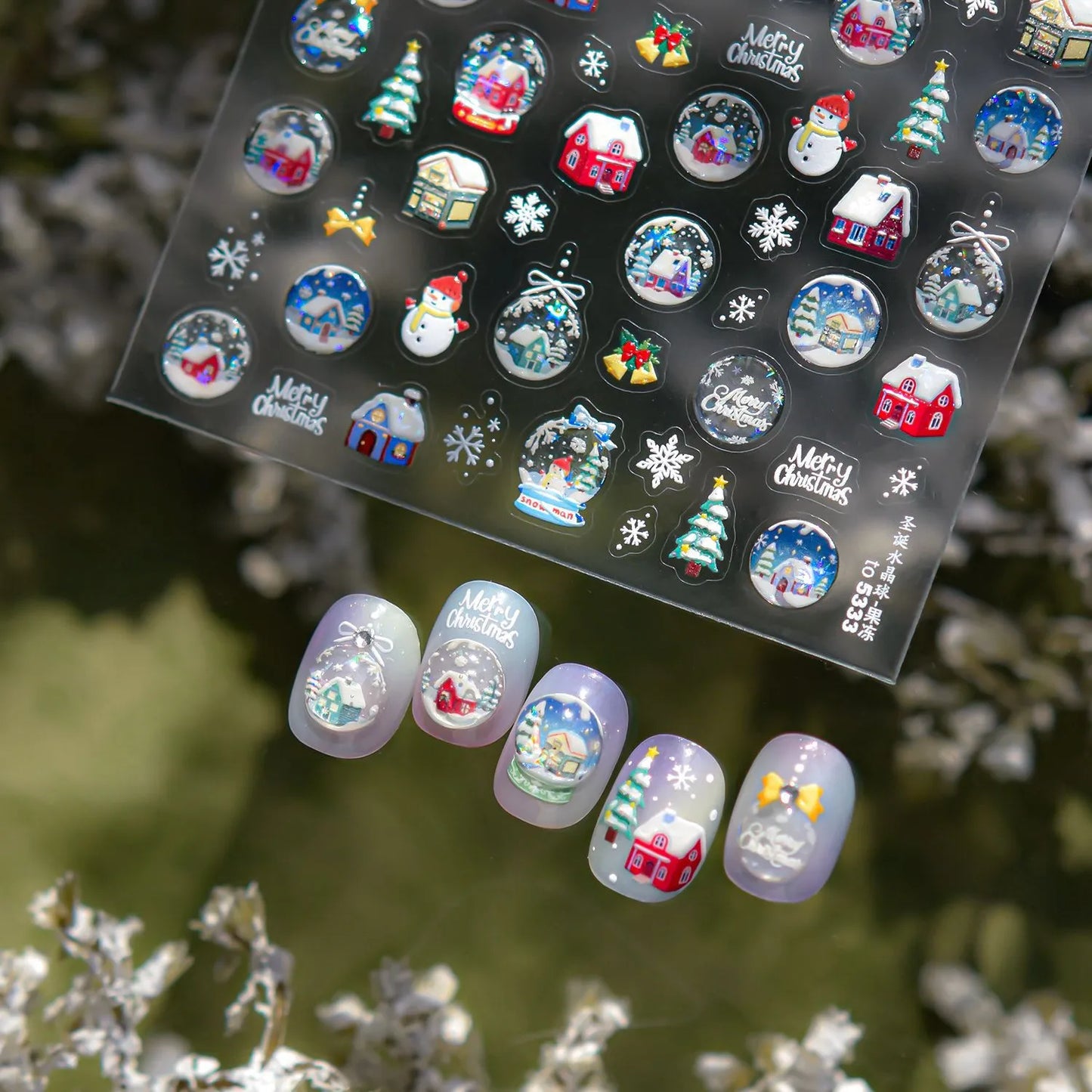 3D Christmas Nail Stickers | Winter Holiday Nail Art Decals for Festive Manicures