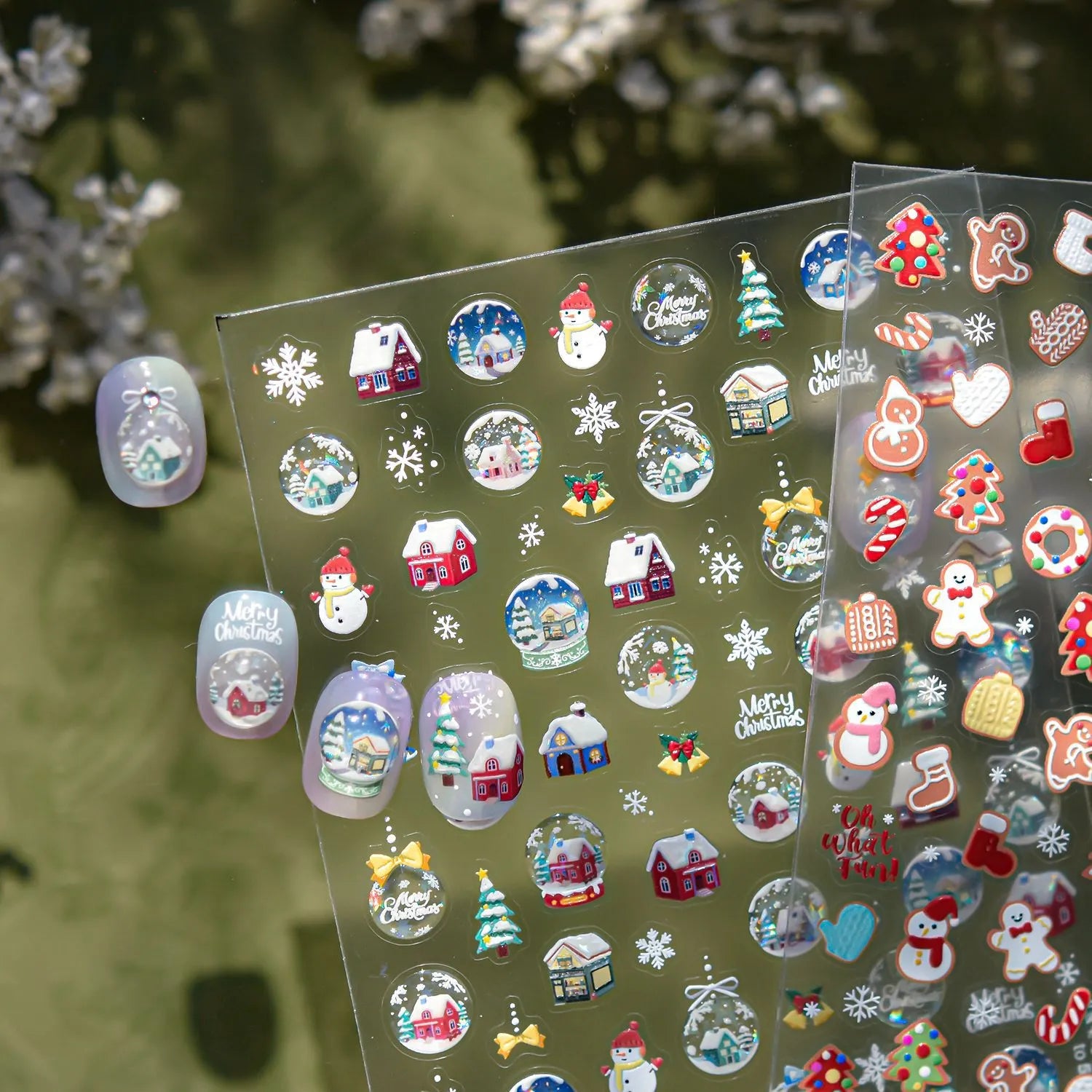 3D Christmas Nail Stickers | Winter Holiday Nail Art Decals for Festive Manicures
