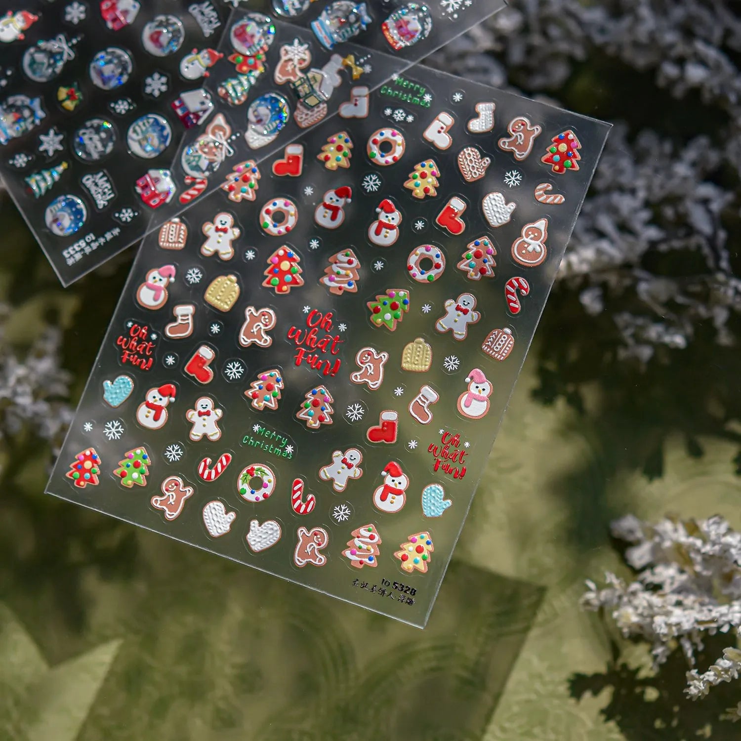 3D Christmas Nail Stickers | Winter Holiday Nail Art Decals for Festive Manicures