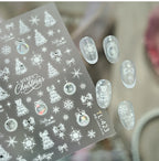 3D Christmas Tree Nail Stickers | Winter Snowflake Ball Nail Art Decals 
