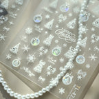 3D Christmas Tree Nail Stickers | Winter Snowflake Ball Nail Art Decals 