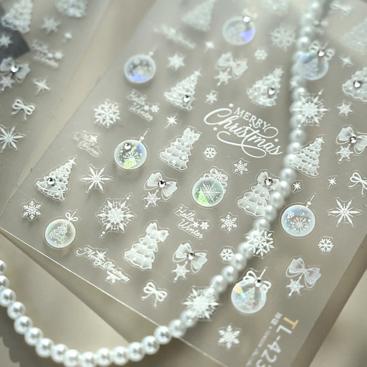 3D Christmas Tree Nail Stickers | Winter Snowflake Ball Nail Art Decals 