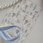 3D Coquette Bow & Pearl Nail Stickers