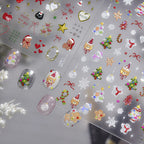 3D Crystal Christmas Nail Stickers | Cute Snowman, Bear & Holiday Decals 5268