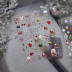 3D Crystal Christmas Nail Stickers | Cute Snowman, Bear & Holiday Decals 5268