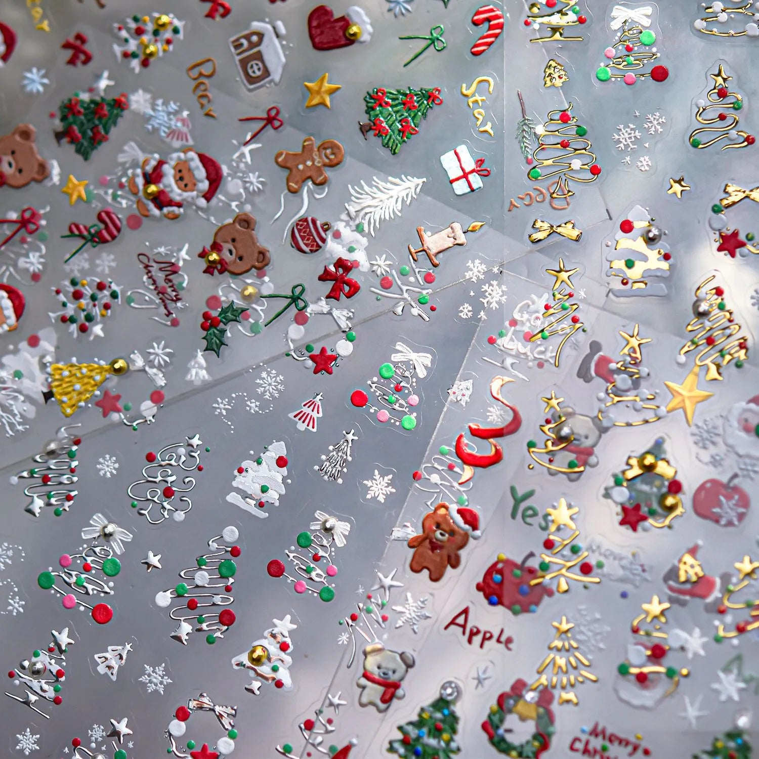 3D Cute Christmas Nail Art Stickers | Santa, Xmas Tree, Bear & Holiday Decal Set