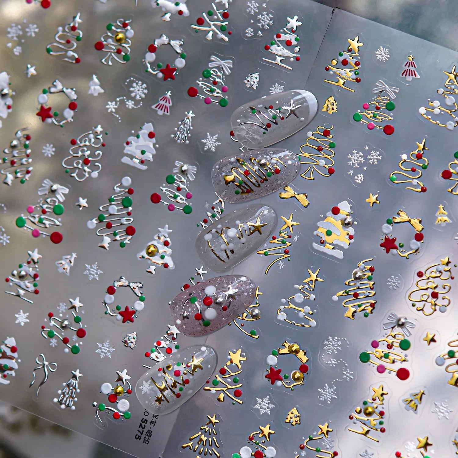 3D Cute Christmas Nail Art Stickers | Santa, Xmas Tree, Bear & Holiday Decal Set