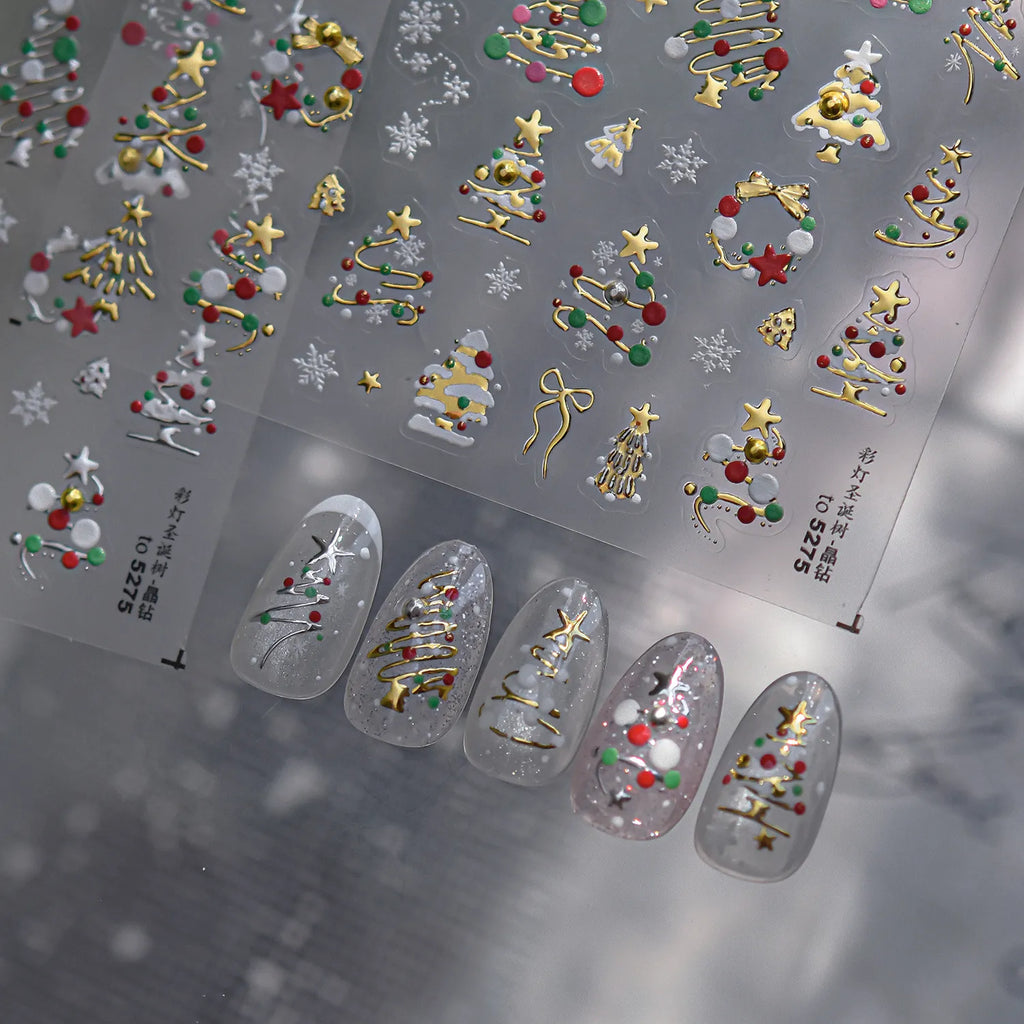 3D Cute Christmas Nail Art Stickers | Santa, Xmas Tree, Bear & Holiday Decal Set