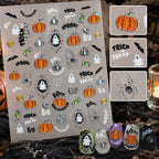 3D Cute Halloween Nail Stickers - Spooky Ghosts,Bats & Pumpkins Decals