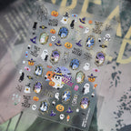 3D Cute Halloween Nail Stickers - Spooky Ghosts,Bats & Pumpkins Decals