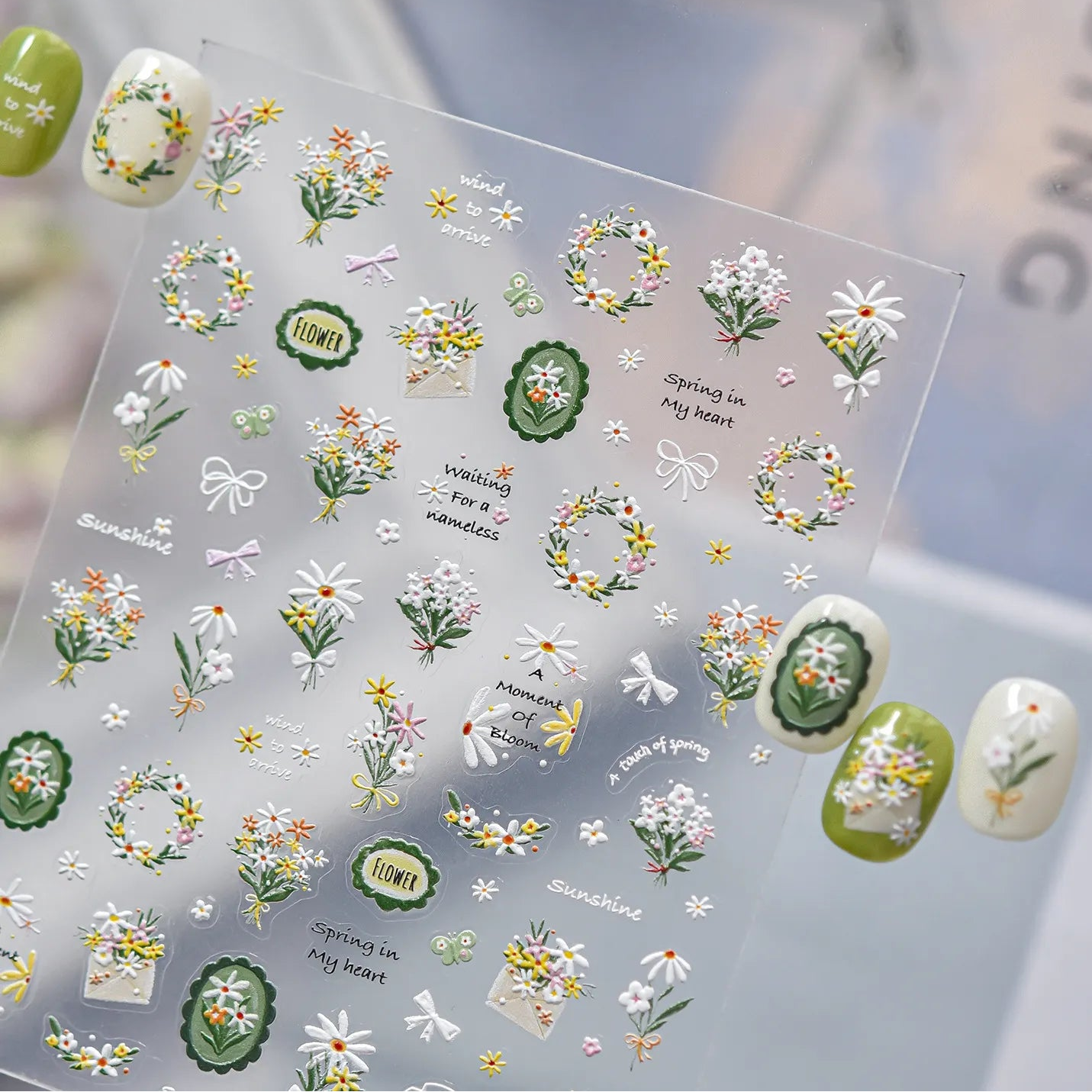 3D Daisy Nail Stickers - Cottagecore Floral Decals