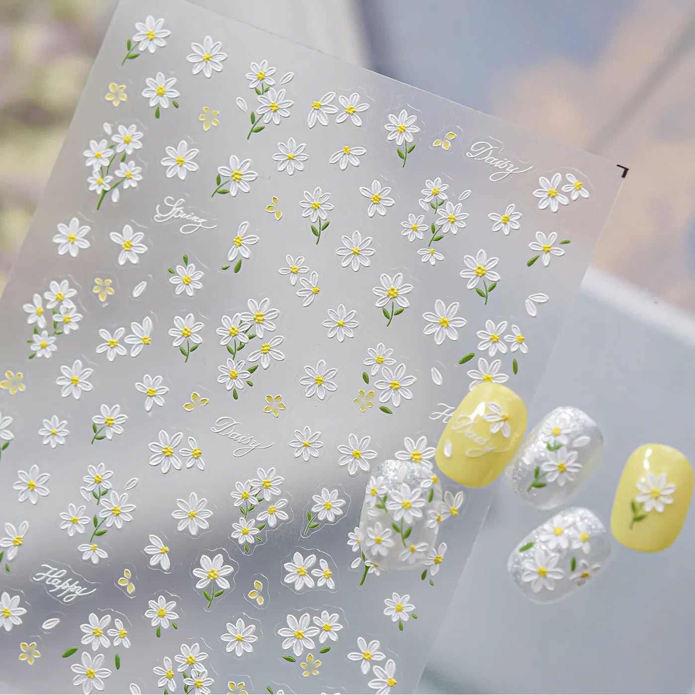 3D Daisy Nail Stickers - Cottagecore Floral Decals