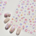 3D Embossed Aurora Pastel Floral Nail Stickers | Pressed Flower Decals 5581