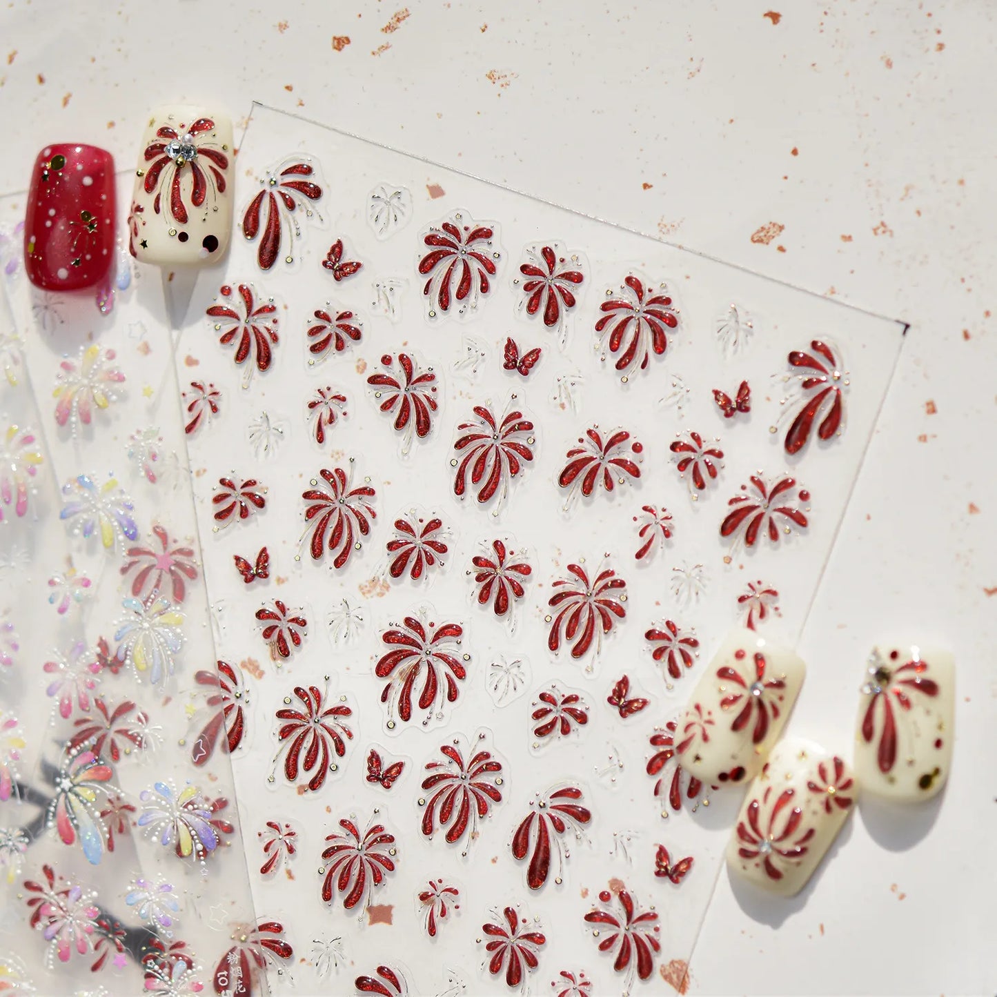 3D Firework Nail Stickers For New Year Party