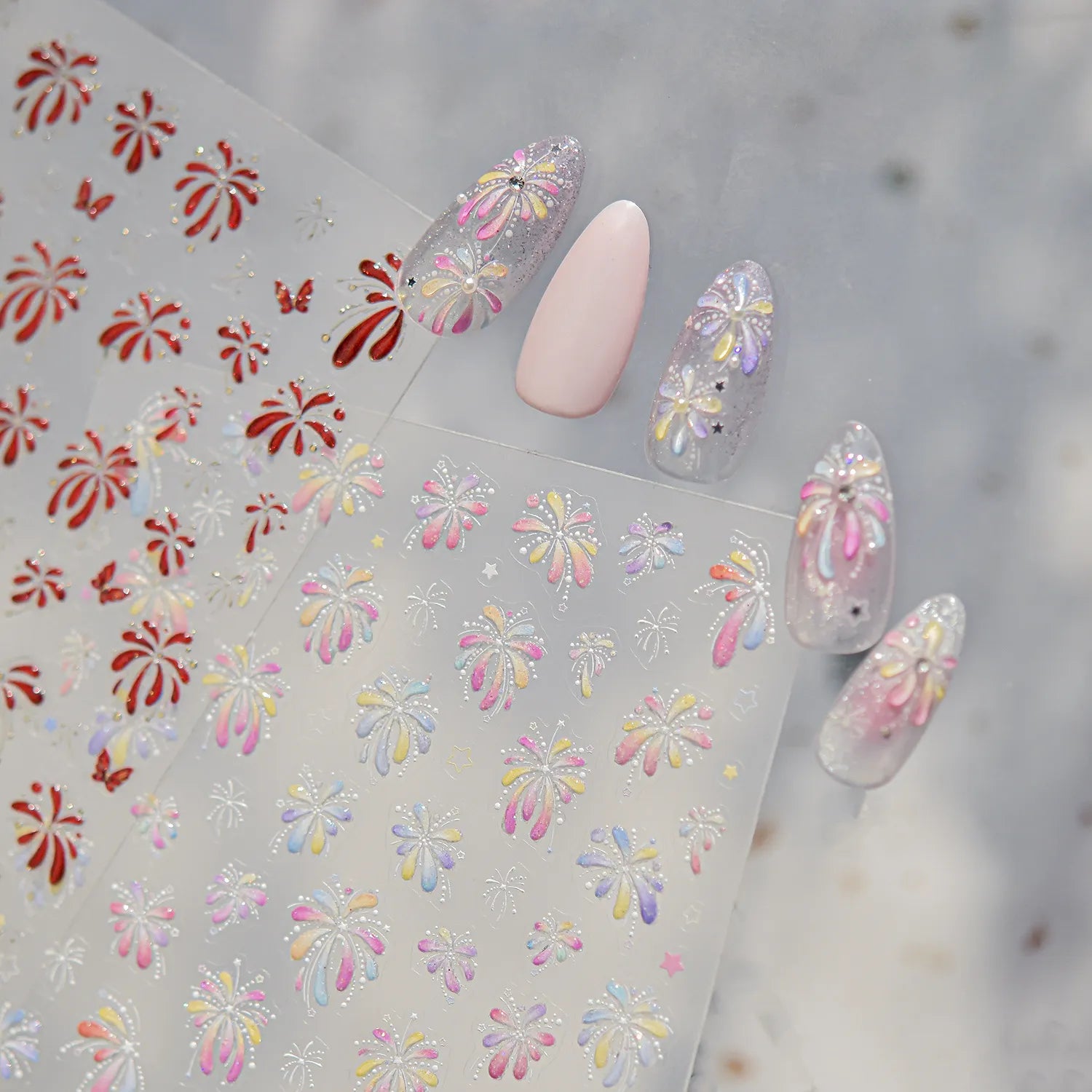 3D Firework Nail Stickers For New Year Party
