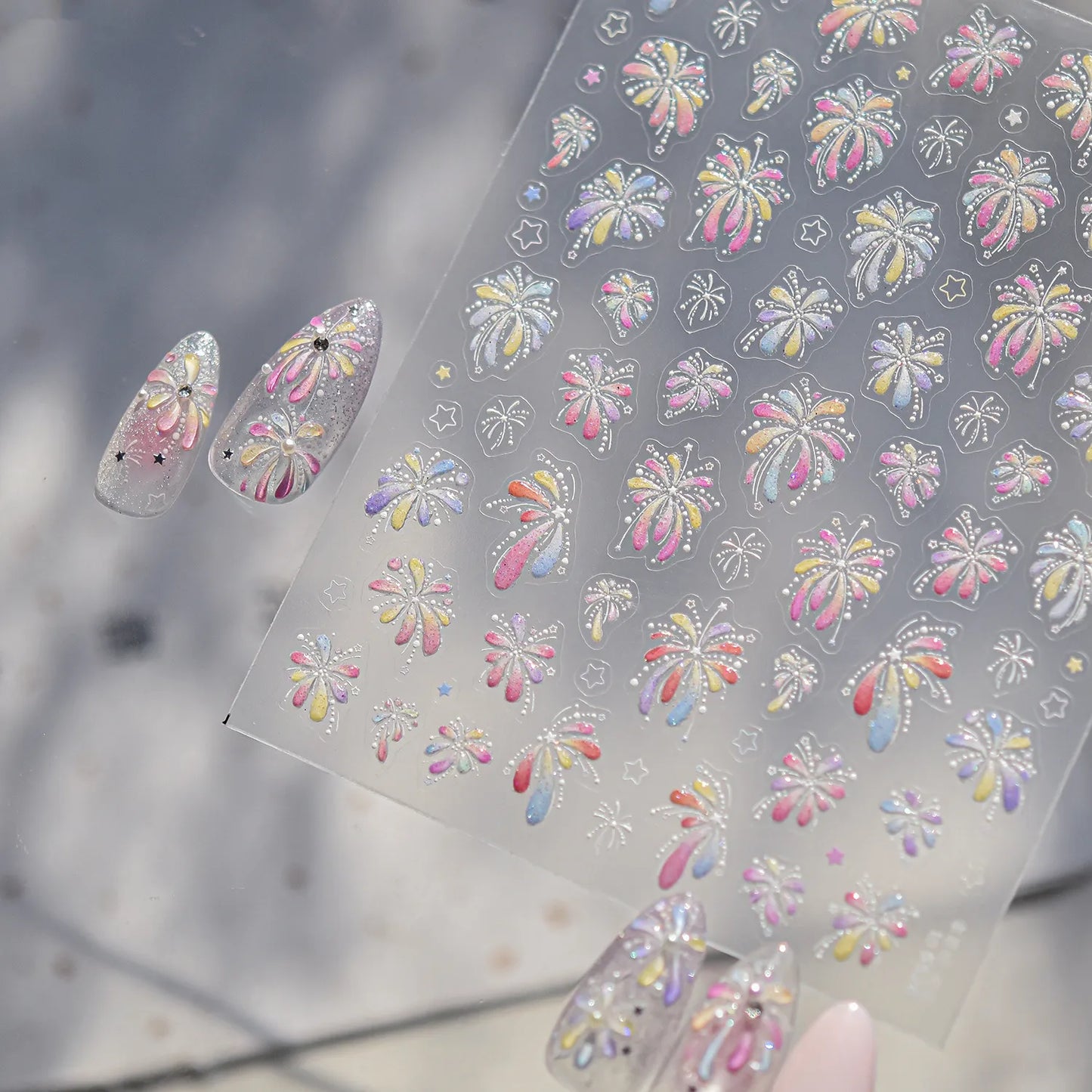 3D Firework Nail Stickers For New Year Party