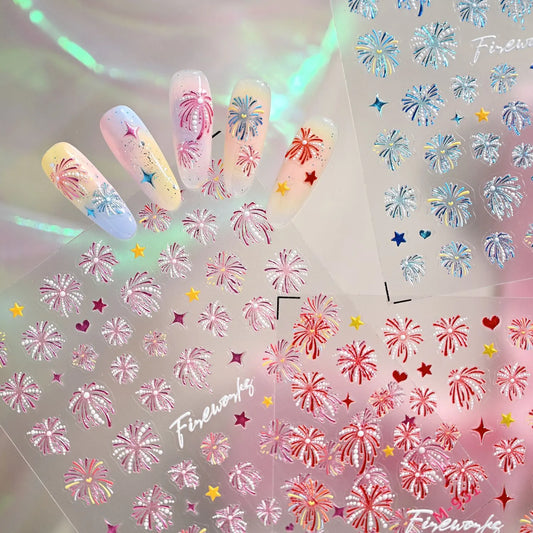 3D Fireworks Nail Stickers - New Year's Eve & Celebration Party Nail Art Decals M930