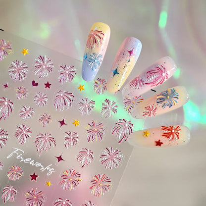 3D Fireworks Nail Stickers - New Year's Eve & Celebration Party Nail Art Decals M930