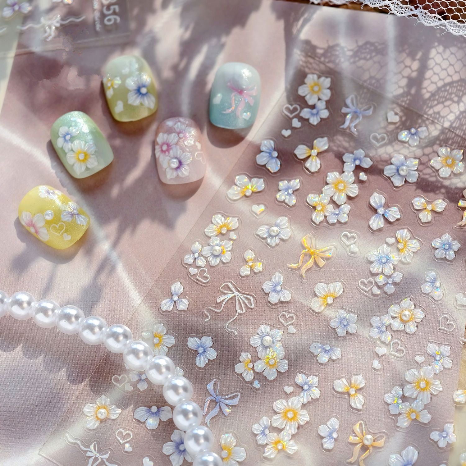 3D Floral & Bow Coquette Nail Stickers