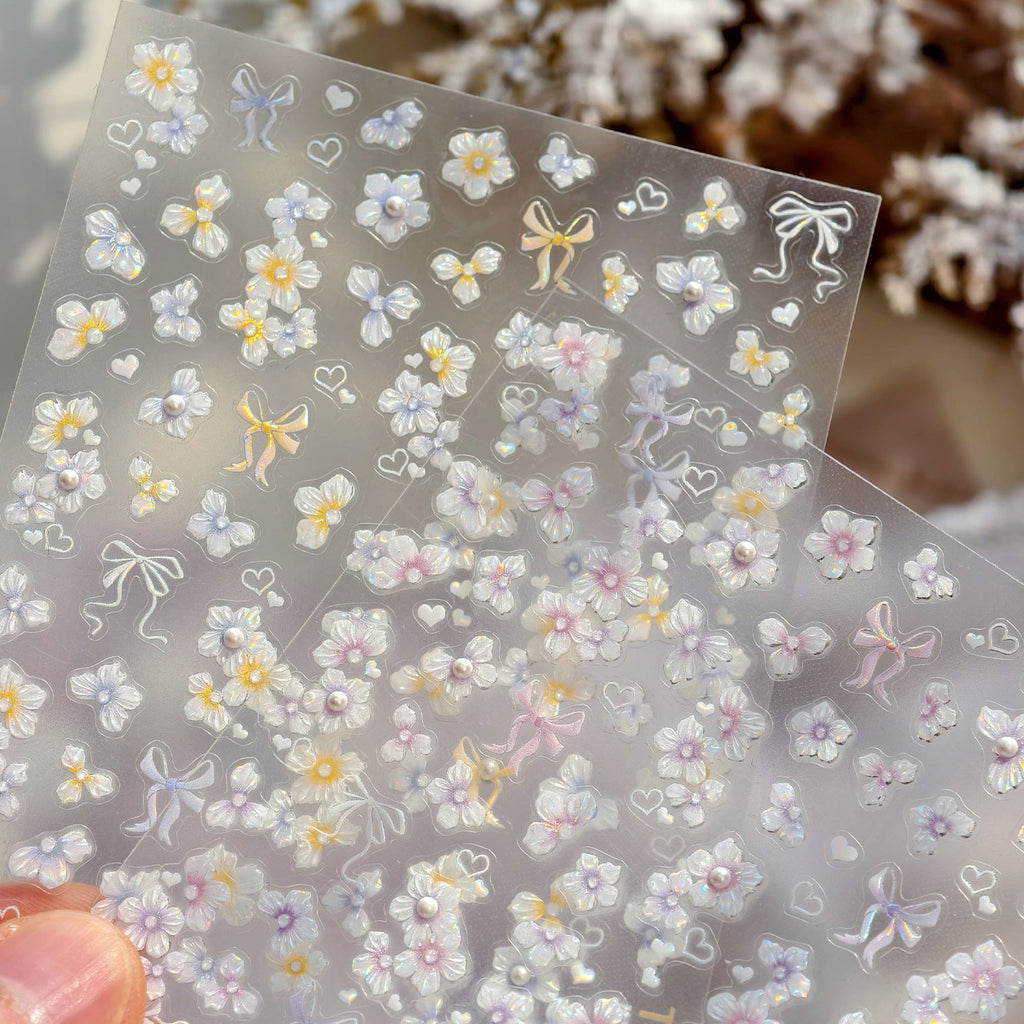 3D Floral & Bow Coquette Nail Stickers