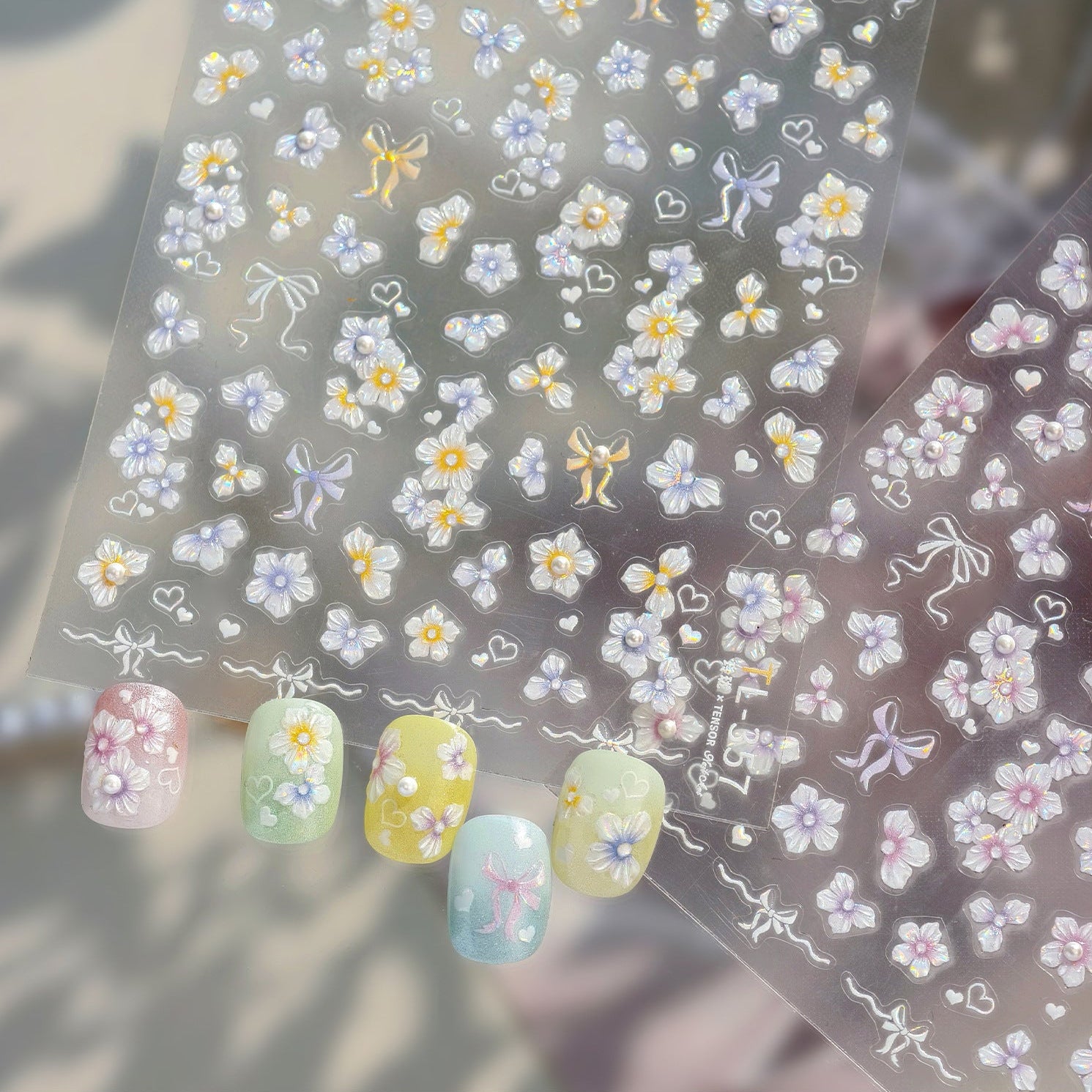 3D Floral & Bow Coquette Nail Stickers