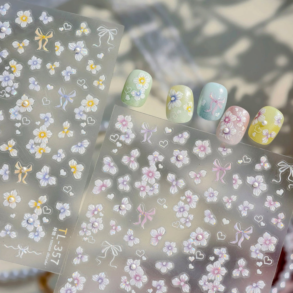 3D Floral & Bow Coquette Nail Stickers