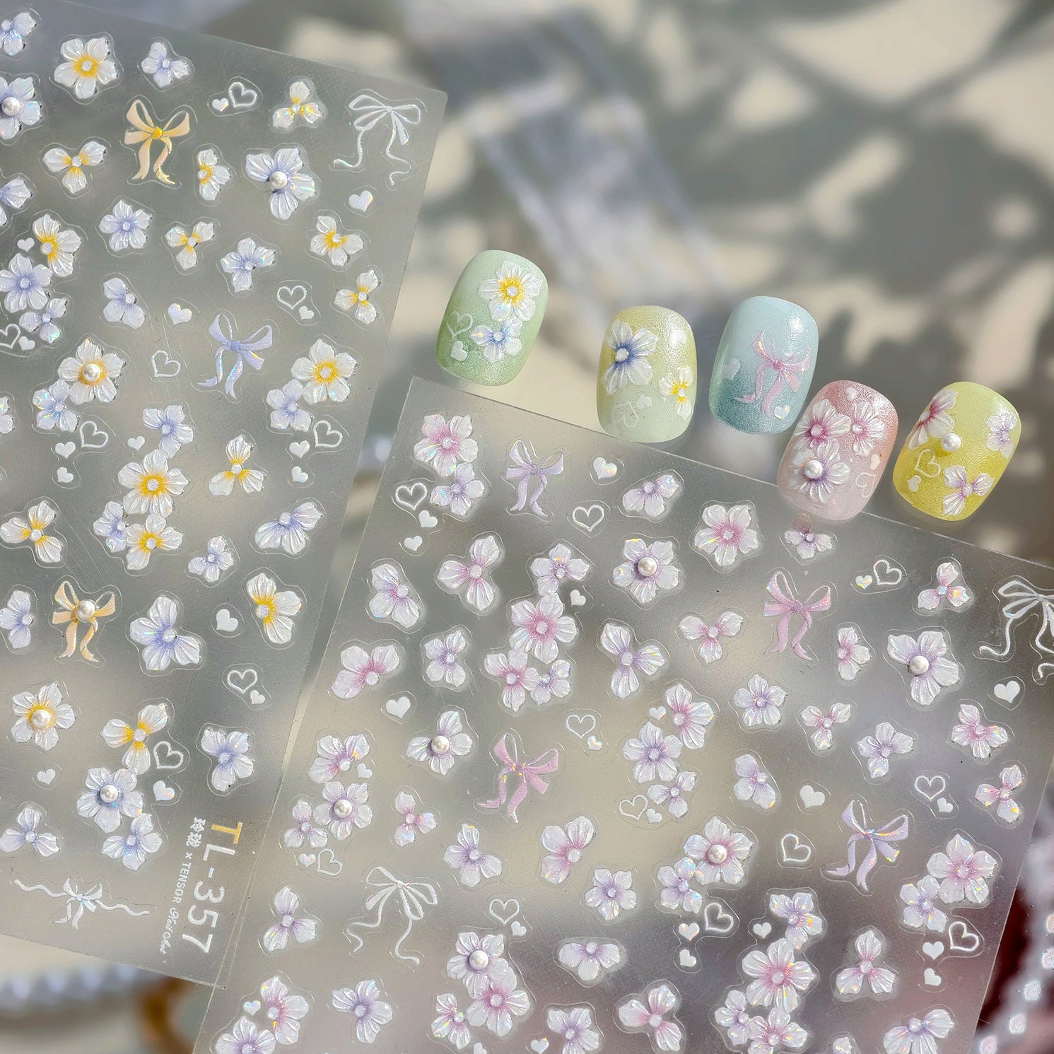 3D Floral & Bow Coquette Nail Stickers