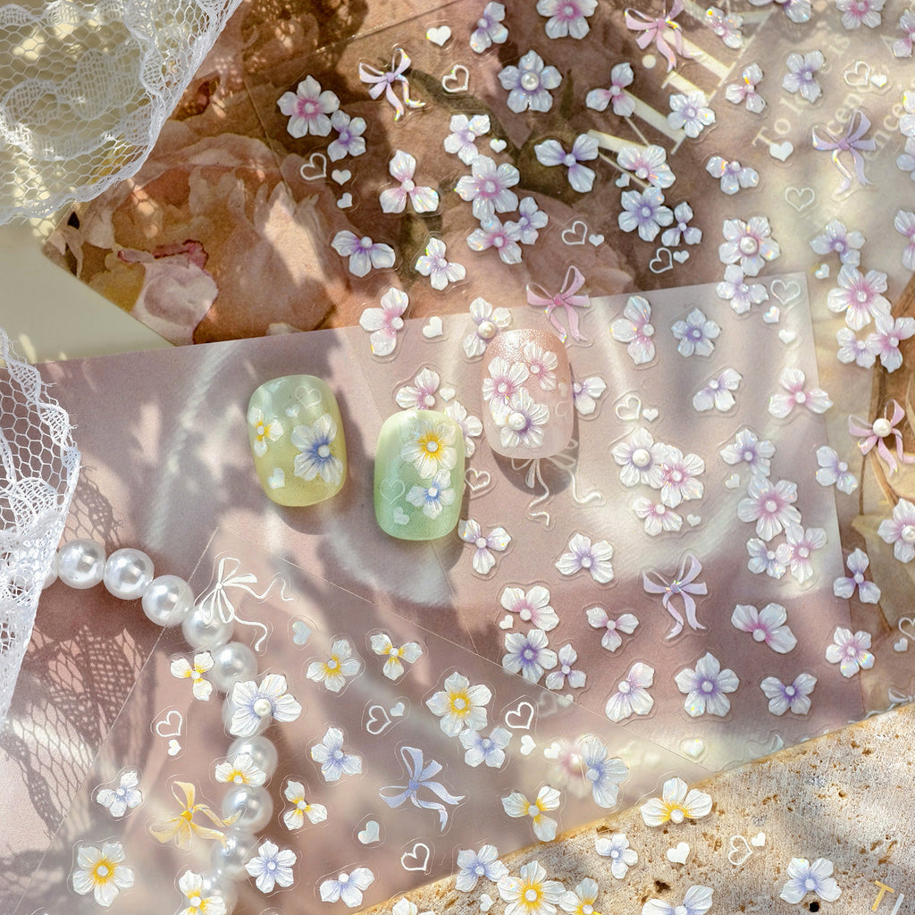 3D Floral & Bow Coquette Nail Stickers