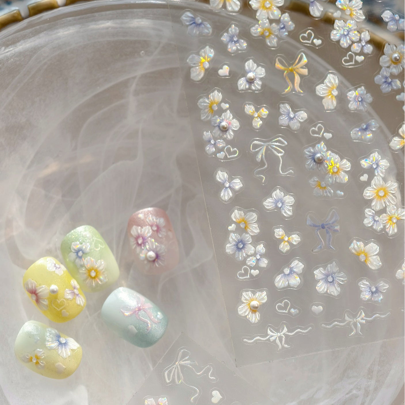 3D Floral & Bow Coquette Nail Stickers
