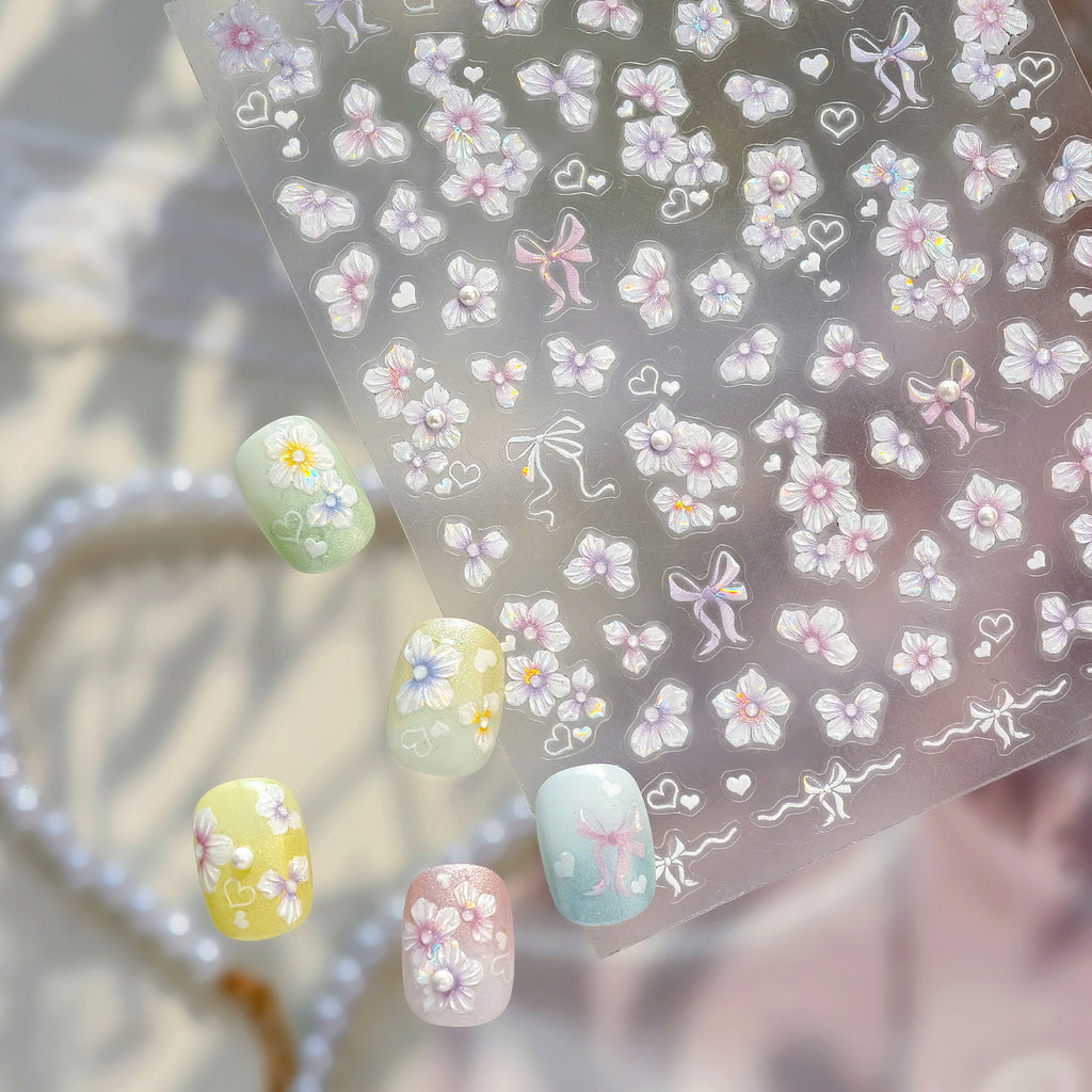 3D Floral & Bow Coquette Nail Stickers
