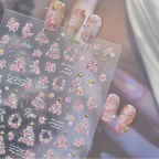3D French Vintage Rose & Daisy Nail Stickers - Floral Wreath Decals 6142