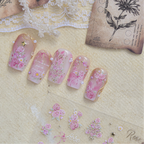 3D French Vintage Rose & Daisy Nail Stickers - Floral Wreath Decals 6142