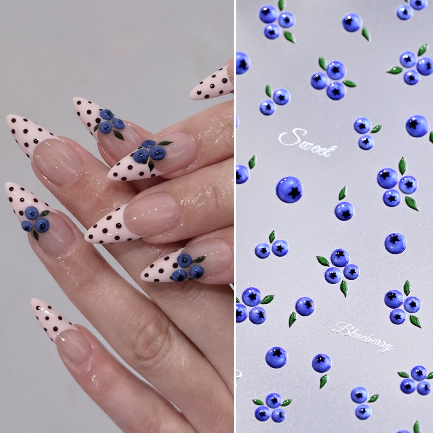 3D Fruit & Drink Nail Stickers | Summer Blueberry & Cocktail Jelly Decals