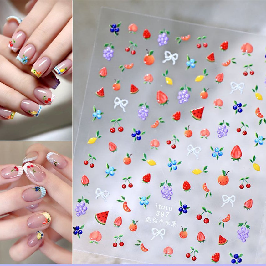 3D Fruit & Drink Nail Stickers | Summer Blueberry & Cocktail Jelly Decals