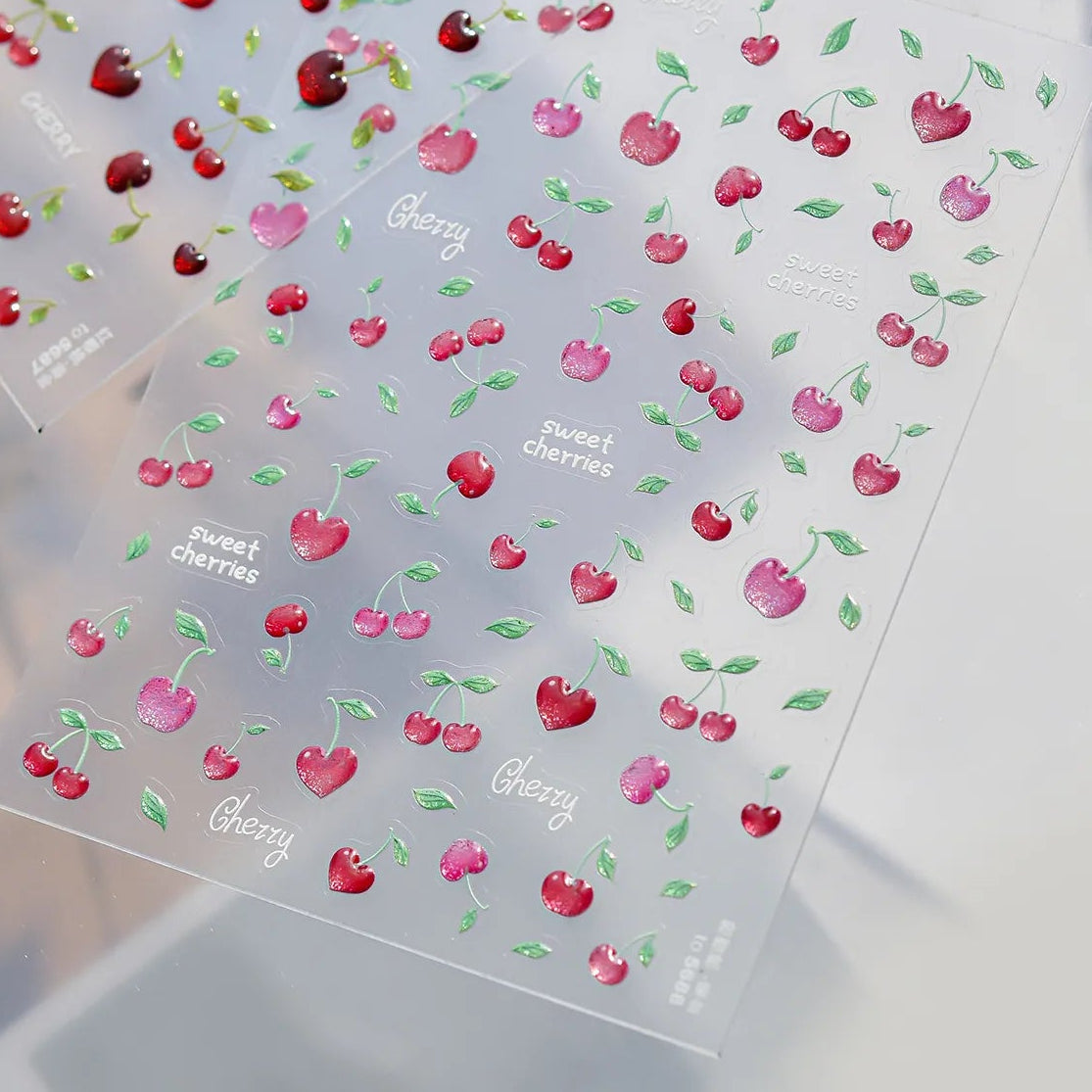 3D Glitter Cherry Jelly Nail Stickers 