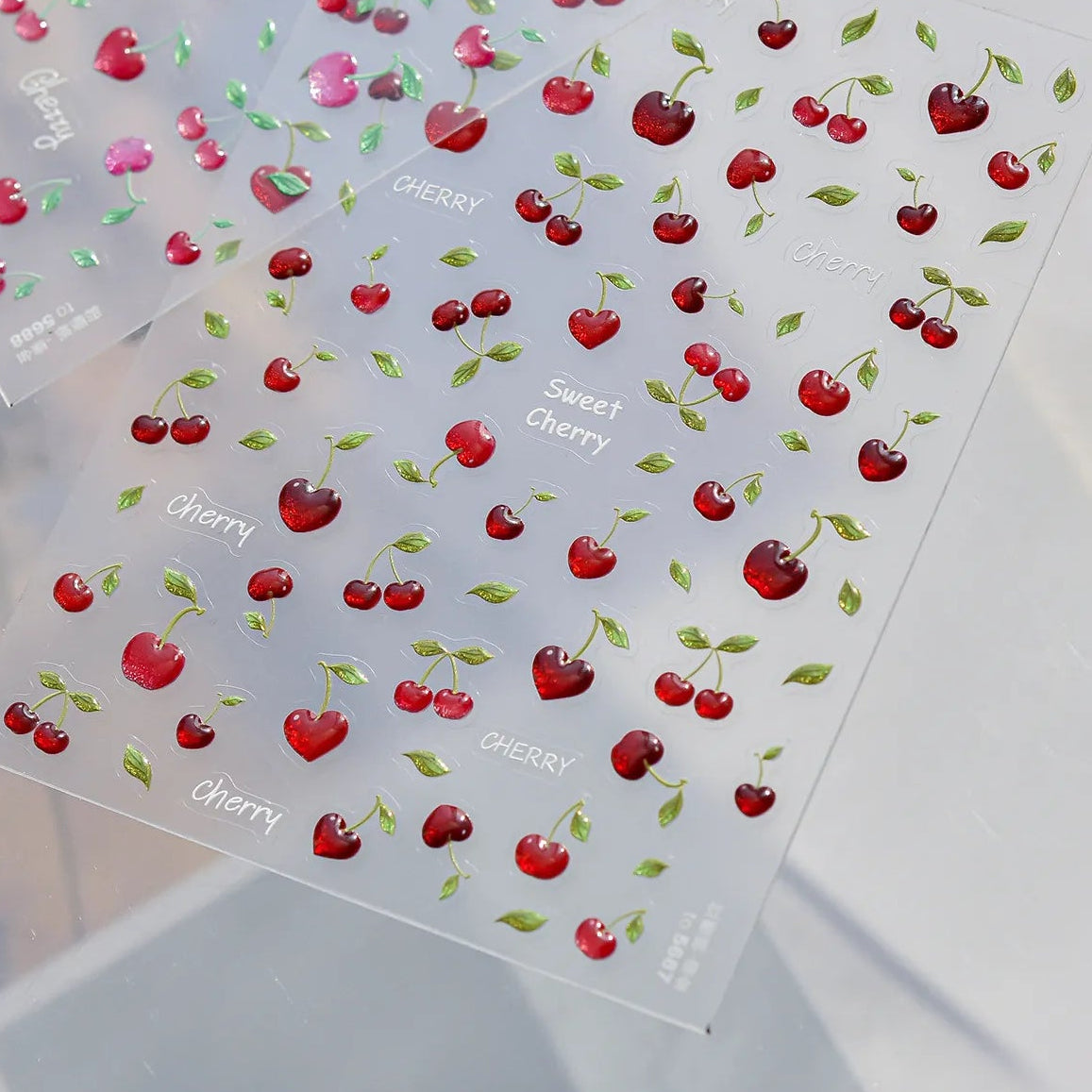 3D Glitter Cherry Jelly Nail Stickers 