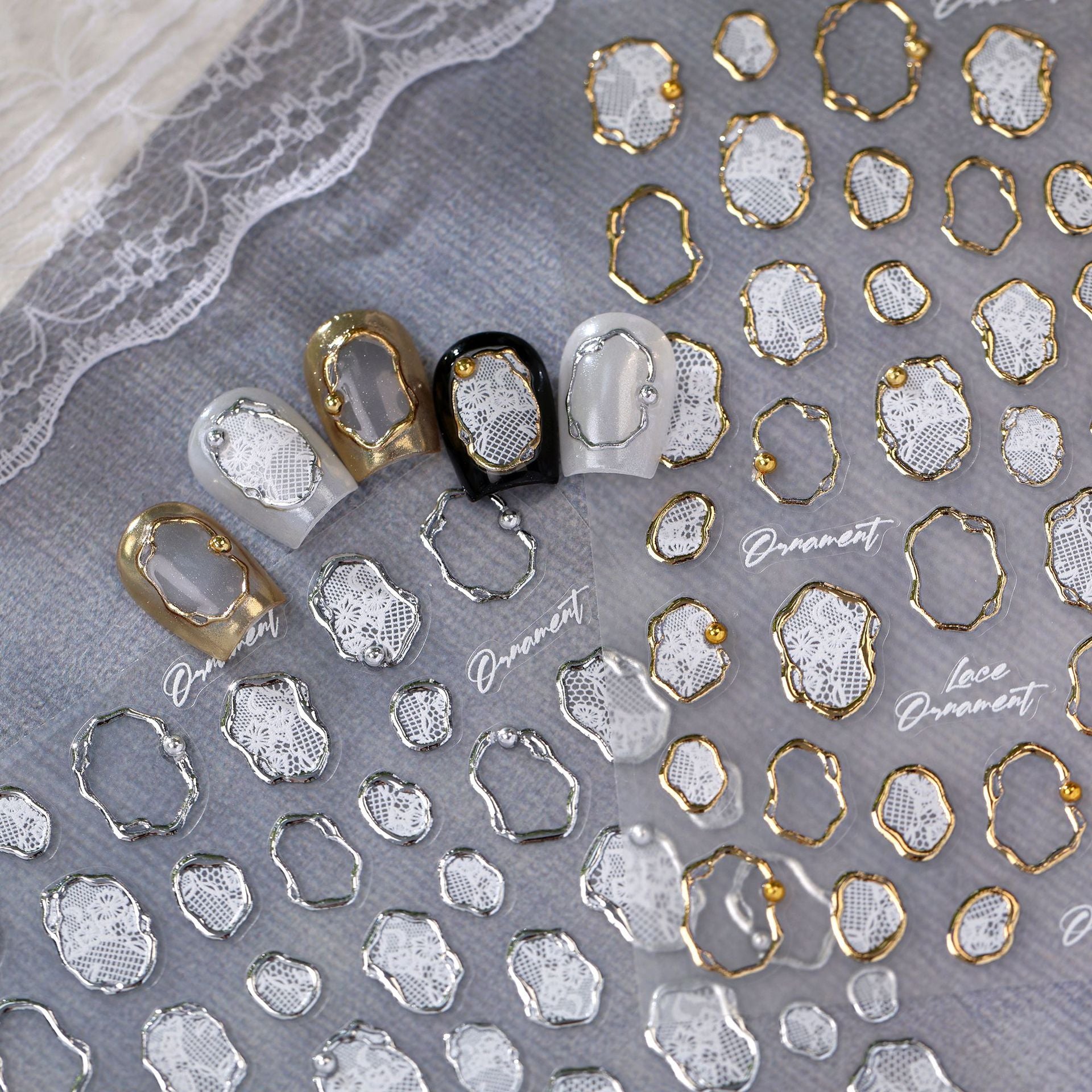 3D Gold Baroque & Opal Aura Celestial Nail Art Stickers