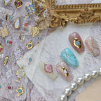 3D Gold Bohemian Nail Stickers - Luxury Gemstone & Sacred Heart Decals