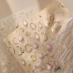 3D Gold Celestial Nail Stickers - Moon, Star & Iridescent Opal Decals