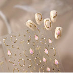 3D Gold Celestial Nail Stickers - Moon, Star & Iridescent Opal Decals