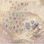 3D Gold Celestial Nail Stickers - Moon, Star & Iridescent Opal Decals