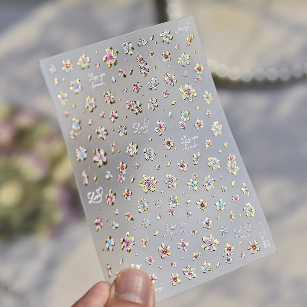 3D Gold Floral Nail Stickers 5498
