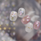 3D Gold Floral & Pearl Nail Stickers - Dainty Flower Wreath Decals