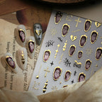 3D Gold Ghost Halloween Nail Stickers | Cute Spooky Vintage Decals M1220