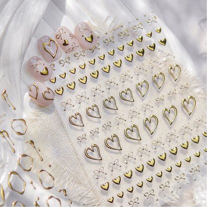 3D Gold Liquid Metal Abstract Nail Stickers MS883