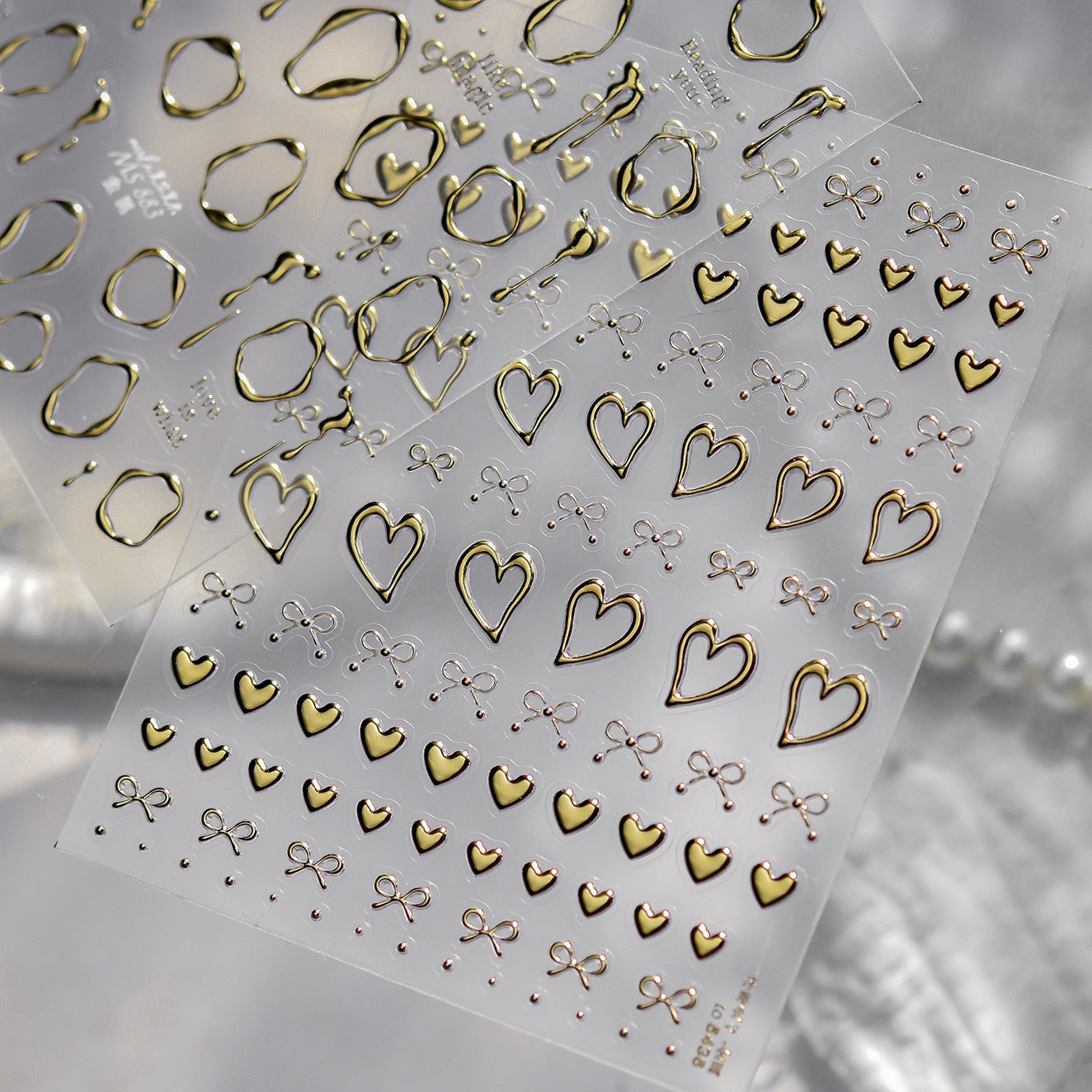 3D Gold Liquid Metal Abstract Nail Stickers MS883