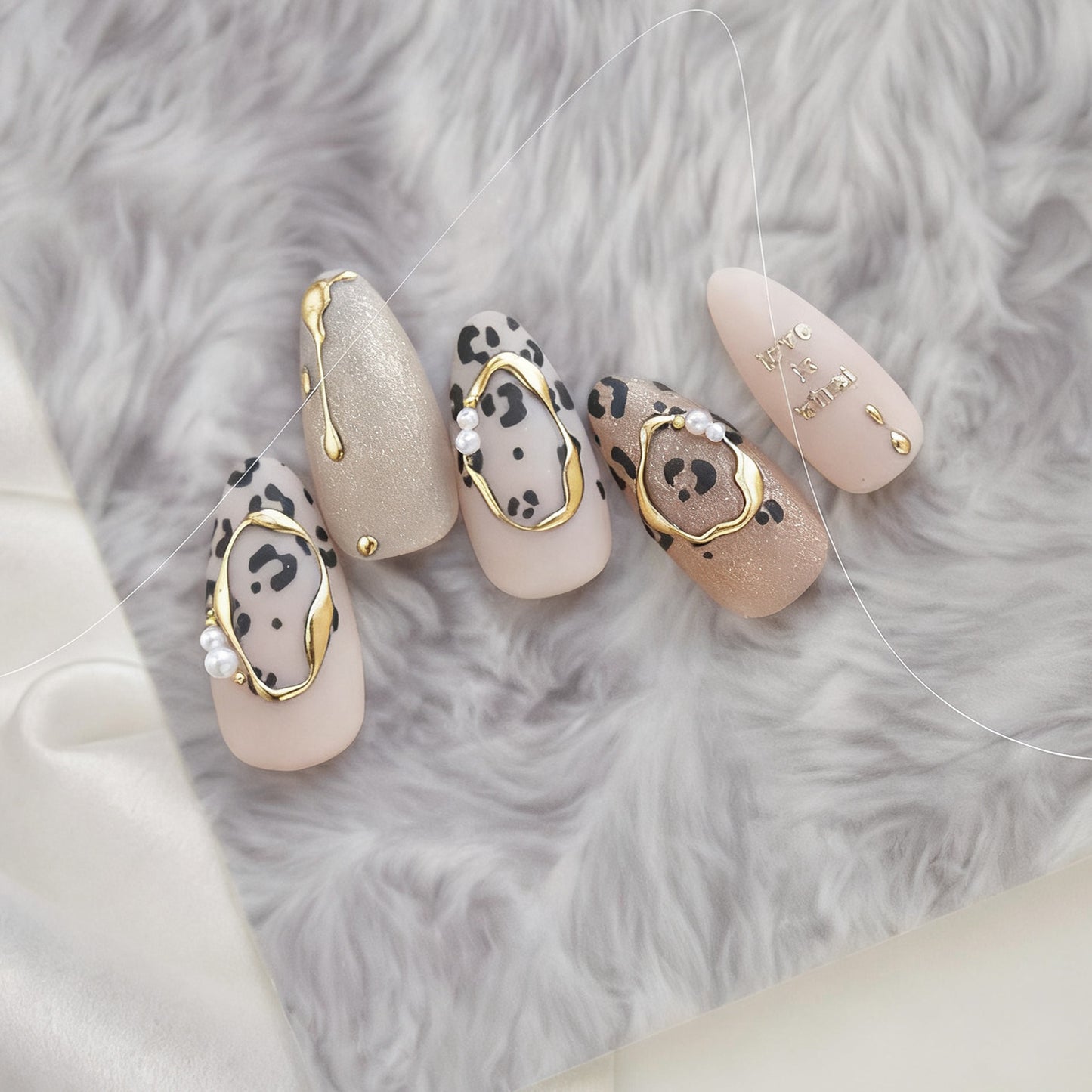 3D Gold Liquid Metal Abstract Nail Stickers MS883