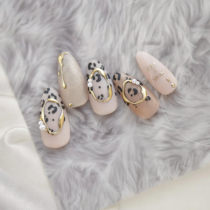 3D Gold Liquid Metal Abstract Nail Stickers MS883