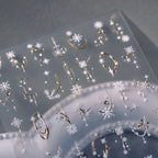 3D Gold Silver Snowflake Nail Decals | Winter Holiday Nail Art Stickers 