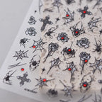 3D Gothic Spider Nail Stickers | Dark Romance Rose & Cross Rhinestone Nail Decals